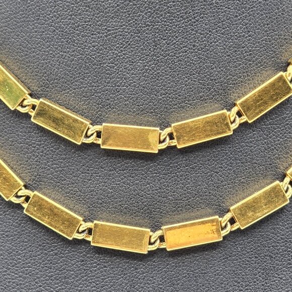 Vintage Signed Vendome Gold Tone Rectangle Link Necklace 56" Long - Picture 5 of 9